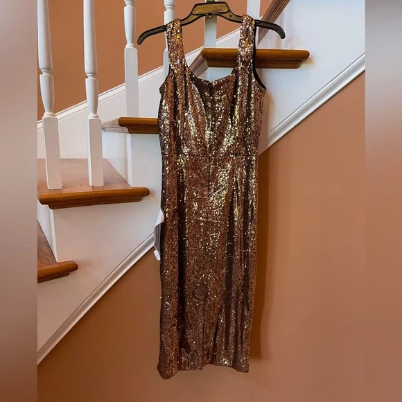 Striking NWT sequin sweetheart neckline Sz Med Anthropologie fully lined dress - Picture 6 of 14